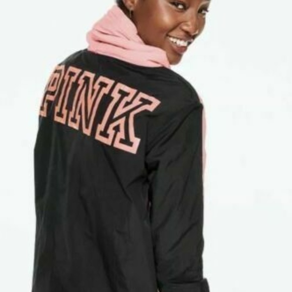 Victoria's Secret PINK NEW Jacket Fleece Neck Anorak Small Black Pullover - Picture 5 of 7